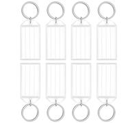 Uniclife 20 Pièces Porte Clés Porte-clés en Plastique de 5 cm avec Étiquettes en Papier Vierge Lignées Couvertures Transparentes et Anneaux Fendus Identificateurs d'Objets Robustes, Blanc