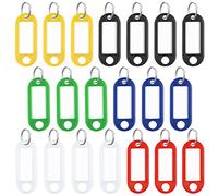 Uniclife 20 Porte Clef Etiquette en Plastique avec Anneau Fendu et Fenêtre D'étiquettes Transparents Porte Clé D'identification Inscriptibles pour Clés Bagages et Animaux de Compagnie，6 Couleurs