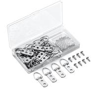 Uniclife 30 Pièces d'Accroches en D pour Cadres avec Vis Quincaillerie Résistante pour Suspension d'Objets jusqu'à 18 KG Crochets à Double Trou Anneaux en D pour Cadres Peintures Miroirs et Horloges
