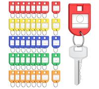 Uniclife 40 Pièces Étiquettes pour Clés, 5 Couleurs Étiquettes pour Clés avec Étiquettes, Étiquettes pour Clé pour Porte-Clés, Identifiants Clé Plastique Anneau à Ressort, Bureau & École, 2,8 x 4 cm