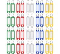 Uniclife 40 pièces porte-clés, 5 couleurs avec étiquettes, identifiants en plastique avec anneau brisé, étiquettes vierges pour maison, bureau et école, 5,8 cm x 2 cm