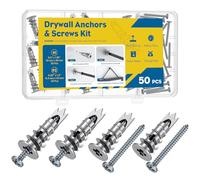 Uniclife 50 Pcs Chevilles Autoforeuses Plaques de Plâtre Chevilles Murales Haute Résistance Kit Chevilles Métalliques vis Plaques Plâtre Chevilles Alliage Zinc Vis 6 x 33 mm Kit Accrocher des Cadres