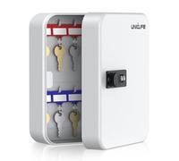 Uniclife Armoire à clés 20 positions serrure combinatoire réinitialisable Blanc rangement numérique acier étiquettes colorées autocollantes crochets