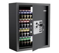 Uniclife Armoire à clés à 70 positions avec combinaison et serrure à clé - Fixation murale - Organiseur de clés numérique réinitialisable - Noir - Avec serrure à clavier - Supports réglables