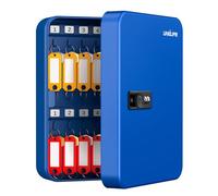 Uniclife Armoire à Clés Métallique 28 Clés avec Serrure à Combinaison Murale à Code Réinitialisable Boîte Sécurité Bleue avec Crochets et Étiquettes en 5 Couleurs