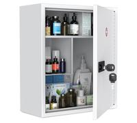 Uniclife Armoire à Pharmacie Murale avec Serrure à Combinaison à clé Armoire Premiers Soins verrouillable médicale Grande médicaments Armoires Murale sécurisée Acier Boîte rangementmétal, Blanc