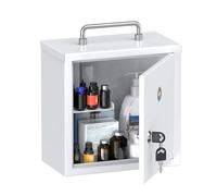 Uniclife Armoire à Pharmacie Murale verrouillable avec Serrure à clé et poignée, Organisateur médical sécurisé en Acier léger, boîte de Rangement métallique, Blanc