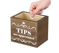 Uniclife Bocal à pointes en bois pour barmen, 15 x 10 x 13 cm, pot à pointes rétro, boîte à astuce, boîte de rangement pour pièces de monnaie, boîtes de collecte de billets, conteneur de suggestion de