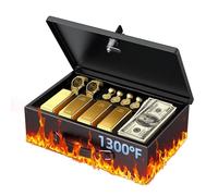 Uniclife Boîte à Documents Ignifuge avec clé et poignée de Transport - Grande boîte de sécurité pour Documents A4 - Coffre-Fort étanche pour Objets de Valeur, passeports, Argent Liquide - Armoire en