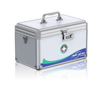 Uniclife Boîte à Pharmacie Sécurisée avec Serrure à Combinaison, Poignée et Bretelle Portable, Coffret de Rangement Verrouillable pour Médicaments 30x18x19 cm