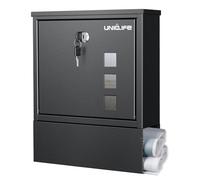 Uniclife Boîte aux Lettres Murale boîtes aux Lettres pour l'extérieur Grande aux Lettres Moderne avec Serrure à clé pour journaux Maison Bureau extérieur Noir