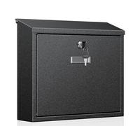 Uniclife Boîte aux lettres murale pour l'extérieur grande boîte aux lettres de sécurité avec oîte postale pour maison fente à clés sécurisée acier boîte à argent pour maison bureau école noir