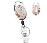 Uniclife Dévidoir Porte-badge Rétractable Fleuri pour Porte-badge Fleur Colorée Porte-clés Rétractable Robuste Boîtier ABS Ressort Acier Inoxydable Cordon Nylon 61 cm Clip Mousqueton Anneau Clés