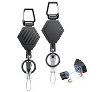 Uniclife Lot de 2 Porte-Clés Rétractable Haute Résistance avec Fermeture Magnétique Dérouleur Tactique Porte-Badge Clip Mousqueton Magnétique 0.45 kg Bobine Ressort Acier Inoxydable 79 cm Anneau Clés