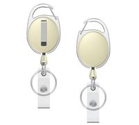Uniclife Lot De 2 Porte-clés Rétractables, Enrouleur De Badge Rétractable, Clip Porte-badge Robust Pour Clés Et Carte D’Identité, Rallonge Porte-clés Mousqueton Ceinture Anneau Clés, Jaune Clair