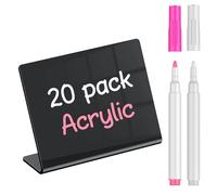 Uniclife Lot de 20 Mini-Panneaux Ardoise pour Aliments, Petits Panneaux Ardoise Marqueurs à Craie,Panneauxs Alimentaires en Acrylique Brillant Réutilisables Étiquettes Alimentaires Buffet Fête Mariage