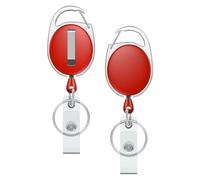 Uniclife Pack de 2 Porte-clés Rétractables, Porte-badge Rétractable, Clip Porte-badge Renforcé pour Clés et Carte d'Identité, Extenseur de Porte-clés avec Mousqueton et Anneau pour Clés, Rouge