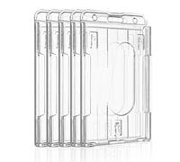 Uniclife Porte Badge Vertical à 2 Cartes avec Fente pour le Pouce Protecteur de Boîtier PC Transparent Rigide pour ID d'école de Bureau Cartes de Crédit Licences Passes, Lot de 5