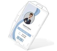 Uniclife Porte Badge Vertical et Horizontal à une carte avec fente pour le pouce Protecteur de boîtier PC transparent rigide pour ID d'école de bureau Cartes de crédit Licences Passes, Lot de 2