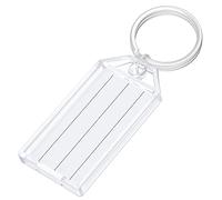 Uniclife Porte-clés en plastique résistant de 5,1 cm avec étiquettes en papier vierges, couvertures transparentes et anneaux fendus