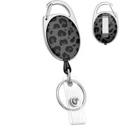 Uniclife Porte-clés Rétractable Mignon, Imprimé Léopard Noir Porte-badge