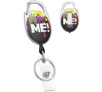 Uniclife Porte-clés Rétractable Mignon, Porte-badges Rétractable à Effet Éclaboussure de Peinture, Anneau Porte-clés Rétractables, Clip Rétractables Badges Clés Carte d'Identité, Badge Reel Résistant