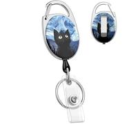Uniclife Porte-clés Rétractable Mignon, Porte-badges Rétractables Chat Ciel Étoilé, Anneau à Clés Rétractable, Clip Porte-badge Rétractable pour Clés et Carte d'Identité, Dévidoir Porte-badge Robust