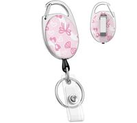 Uniclife Porte-Clés Rétractable Mignon, Porte-Badges Rétractables Nœud Rose Anneau de Clé Rétractables, Clip de Badge Rétractable pour Clés Carte d'Identité, Dévidoir Badge Robust Mousqueton