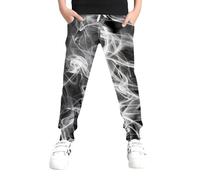 UNICOMIDEA 6-16T Pantalon de jogging amusant avec cordon de serrage pour garçons et filles, 02 Blanc Noir, 10-12 ans