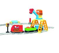 UNICOPLUS Train de Marchandises à Batterie avec Briques compatibles, 75 pièces, Locomotive avec Moteur et Circuit à Rails