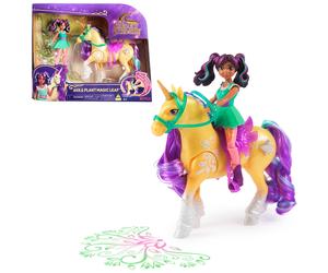 Unicorn Academy, Ava & Plant Magic Leaf met lichteffecten, 2 rijaccessoires, pop