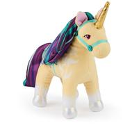 Unicorn Academy Jouet en peluche officiel en forme de feuille, animal en peluche licorne, jouets licorne pour filles à partir de 1 an, jaune, 17,8 cm