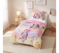 Unicorn Academy Parure de lit 2 pièces en microfibre pour fille 135 x 200 | Avec Sophia, Wildstar et amis - Parure de lit réversible 135 x 200 cm + 80 x 80 cm, fermeture éclair