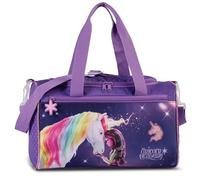 Unicorn Academy Sac de sport pour fille 12 l avec compartiment principal zippé et poche avant, bandoulière réglable et 2 anses de transport, design licorne violet, 22 x 36 x 19 cm, 320 g - Sac de