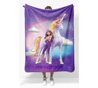 Unicorn Academy Sophia et Wildstar Couverture en peluche pour filles - Mesure 117 x 152 cm, super douce et légère en polaire pour enfants