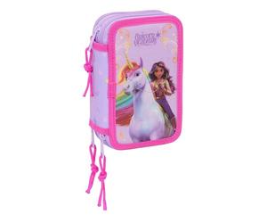 Unicorn ACADEMY - Trousse scolaire avec 37 outils inclus, trousse pour enfant, idéale pour enfants de 5 à 14 ans, confortable et polyvalente, qualité et résistance, 12,5 x 5,5 x 19,5 cm, lilas, M