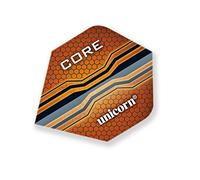 Unicorn Ailettes de fléchettes Core - Design Hexagonal Orange - Forme Standard Plus - Polyester Pet Durable 75 microns