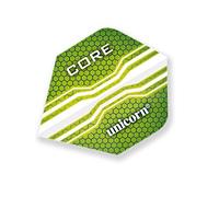 Unicorn Ailettes de fléchettes Core | Design Hexagonal Vert | Forme Standard Plus | Polyester Pet Durable 75 microns