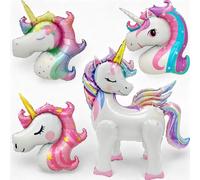 Unicorn Birthday Balloon Girl, 4D Helium Balloon And 3 New Xxl Unicorn Balloon, Deco Party Girl Filled With Helium For Floating (Unicorn Balloon Kit)