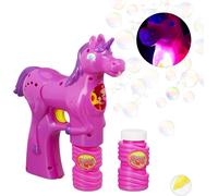 Unicorn Bubble Gun for Children Bubble Machine Soap Bubble Cannon LED Light Set of 2 Pink