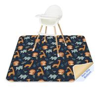 Unicorn Castle Tapis de Chaise Haute Enfant 130x130cm, Tapis Imperméable Lavable Antidérapant, Splash Mat Pliable et Portable pour Divers Repas et Protection du Sol,Dark Blue Giraffe