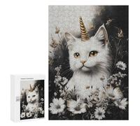 Unicorn Cat with Flowers Puzzle 1000 Pièces Educa Jouet en Bois Cadeau Unique Décoration Intérieure Jeu Éducatif Challenge Toy Adultes Et Enfants À Partir De 14 Ans 300 PCS