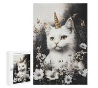 Unicorn Cat with Flowers Puzzle 1000 Pièces Educa Jouet en Bois Cadeau Unique Décoration Intérieure Jeu Éducatif Challenge Toy Adultes Et Enfants À Partir De 14 Ans 1000 PCS