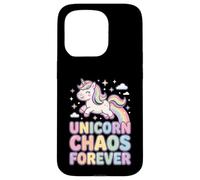 Unicorn Chaos Forever Licorne Pastel Arc en Ciel Coque pour iPhone 15 Pro