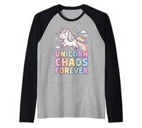 Unicorn Chaos Forever Licorne Pastel Arc en Ciel Manche Raglan