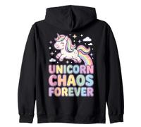 Unicorn Chaos Forever Licorne Pastel Arc en Ciel Sweat à Capuche