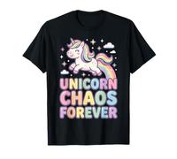 Unicorn Chaos Forever Licorne Pastel Arc en Ciel T-Shirt