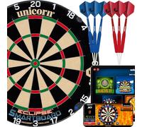 Unicorn Cible de fléchettes électronique | Eclipse Smartboard | Poils en sisal traditionnel | Se connecte à l'application Bluetooth Scorebuddy | Comprend 6 fléchettes à pointe en acier