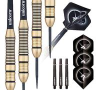 Unicorn Core Plus Jeu de fléchettes à Pointe en Acier 100% Laiton avec revêtement Noir 22 g, 24 g ou 26 g