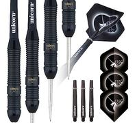 Unicorn Core Plus Jeu de fléchettes à Pointe en Acier 100% Laiton avec revêtement Noir 22 g, 24 g ou 26 g